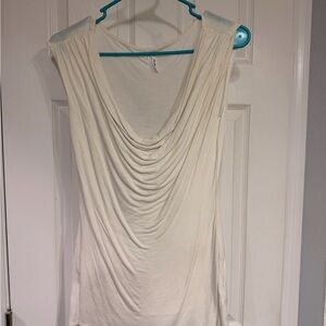 Studio Y Draped Cowl Neck Sleeveless Top - Cream